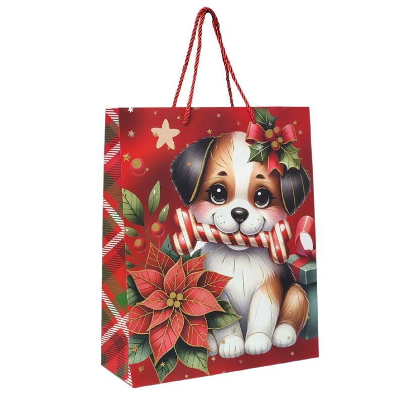 BOLSA DE REGALO NAVIDEÑA MEDIANA 32X26X10CM