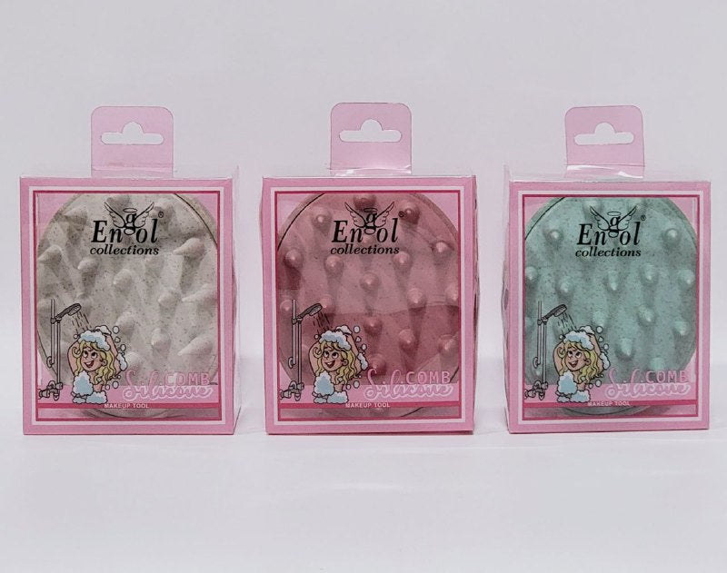 CEPILLO PARA EL CABELLO DE SILICONA, DIENTES DE PEINA DE SILICONA ELASTICA, SIMULA LOS DEDOS HUMANOS, PROTEGE EL CUERO CABELLUDO ENGOL COLLECTIONS 3 COLORES