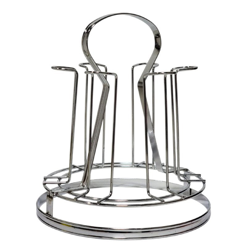 ESTANTE ESCURRIDOR DE VASOS DE METAL CROMADO ELEGANTE Y PRACTICO