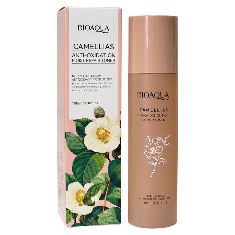 TONICO FACIAL REPARADOR HUMEDO ANTIOXIDANTE DE ESENCIA DE CAMELIA, REPONE EL AGUA DE LA PIEL, NUTRE Y SUAVIZA, DEJANDO LA PIEL BRILLANTE Y SUAVE BIOAQUA 100ML