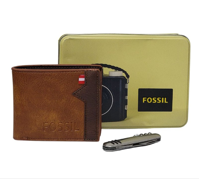 BILLETERA ECONÓMICA FOSSIL CON NAVAJA
