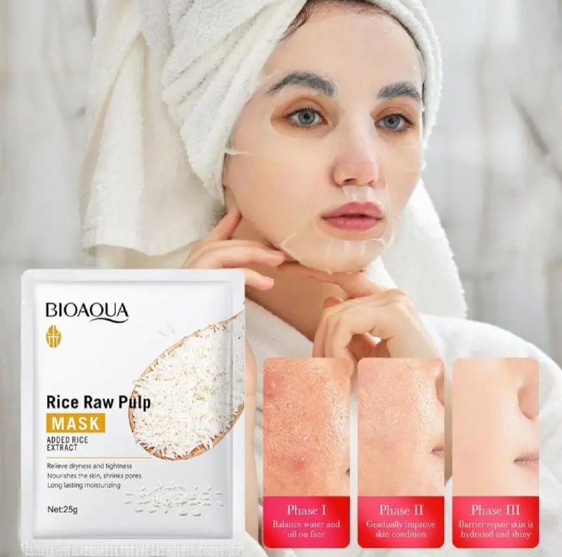 MASCARILLA FACIAL DE PULPA CRUDA DE ARROZ TACTO SEDOSO Y TRANSLUCIDO BIOAQUA 25G