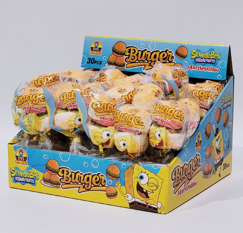 COMIDA PALETAS DE MALVAVISCO CON DISEÑO DE HAMBURGUESA BOB SPONJA 30UND