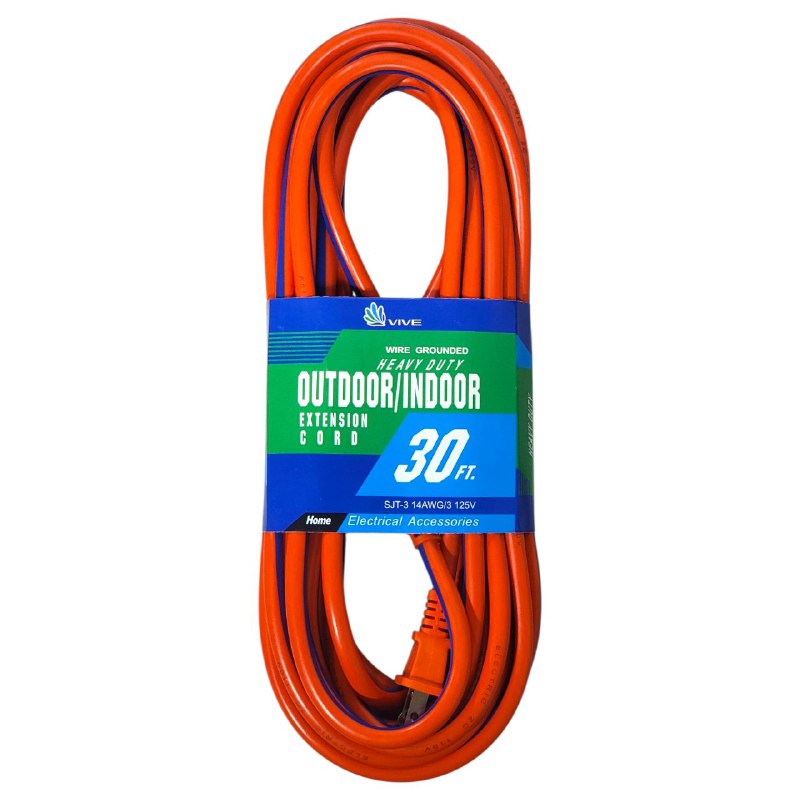 REGLETA EXTENSION CABLE DE 30 PIES, CABLE CONECTADO A TIERRA, ALTA RESISTENCIA INTERIOR O EXTERIOR, FLEXIBLE Y DURADERO VIVE