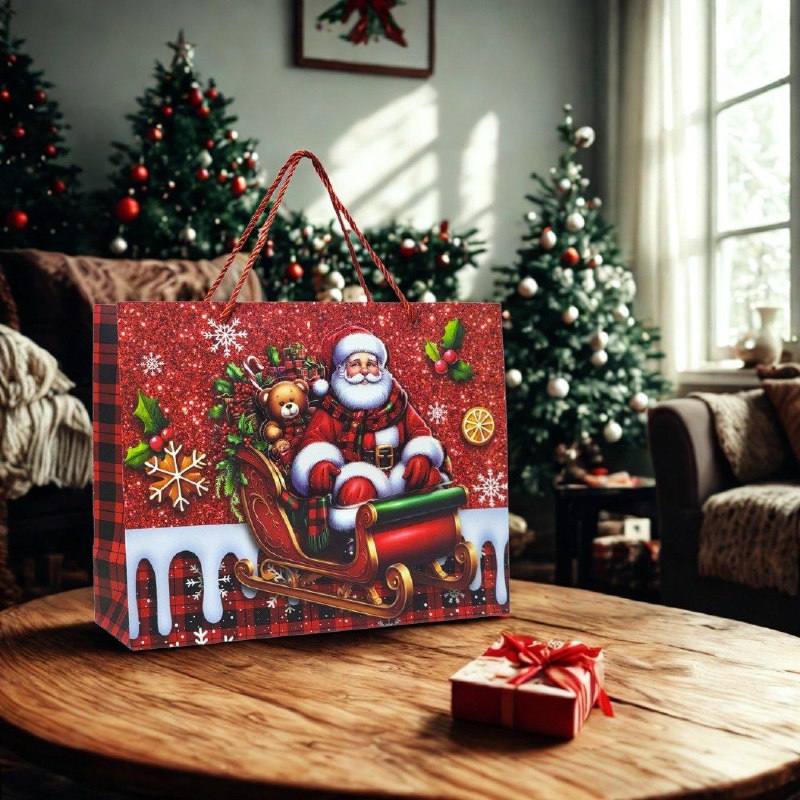 BOLSA DE REGALO NAVIDEÑA LARGA HORIZONTAL 39X30X11CM