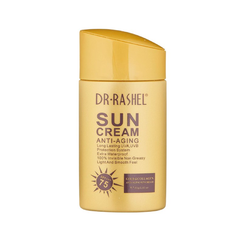 PROTECTOR SOLAR EN BARRA, ANTIEDAD CON ORO Y COLAGENO SPF75, TENSA LA PIEL Y PREVIENE DAÑOS DE RADIACION, EFECTO HIDRATANTE DR RASHEL 80G