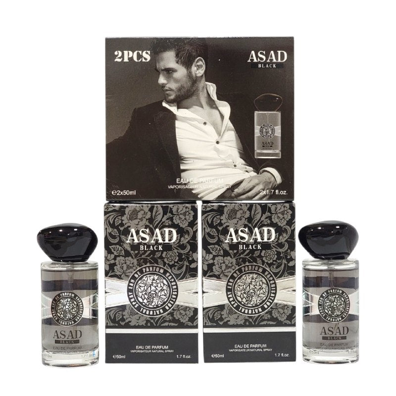 SET ASAD BLACK EDP 50MLX2 (H) (AROMA SIMILAR LATTAFA ASAD)