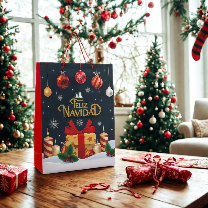 BOLSA DE REGALO NAVIDEÑA GRANDE 30X40X12CM
