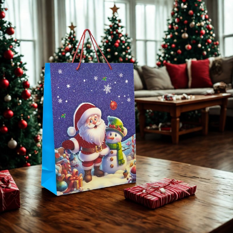 BOLSA DE REGALO NAVIDEÑA MEDIANA 32X26X10CM