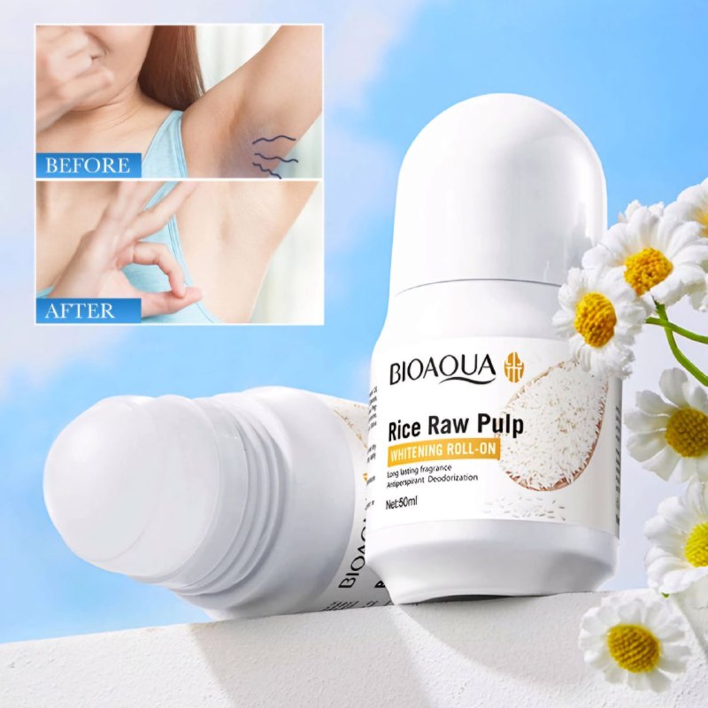 DESODORANTE ANTITRANSPIRANTE BLANQUEADOR DE PULPA CRUDA DE ARROZ BIOAQUA 50ML