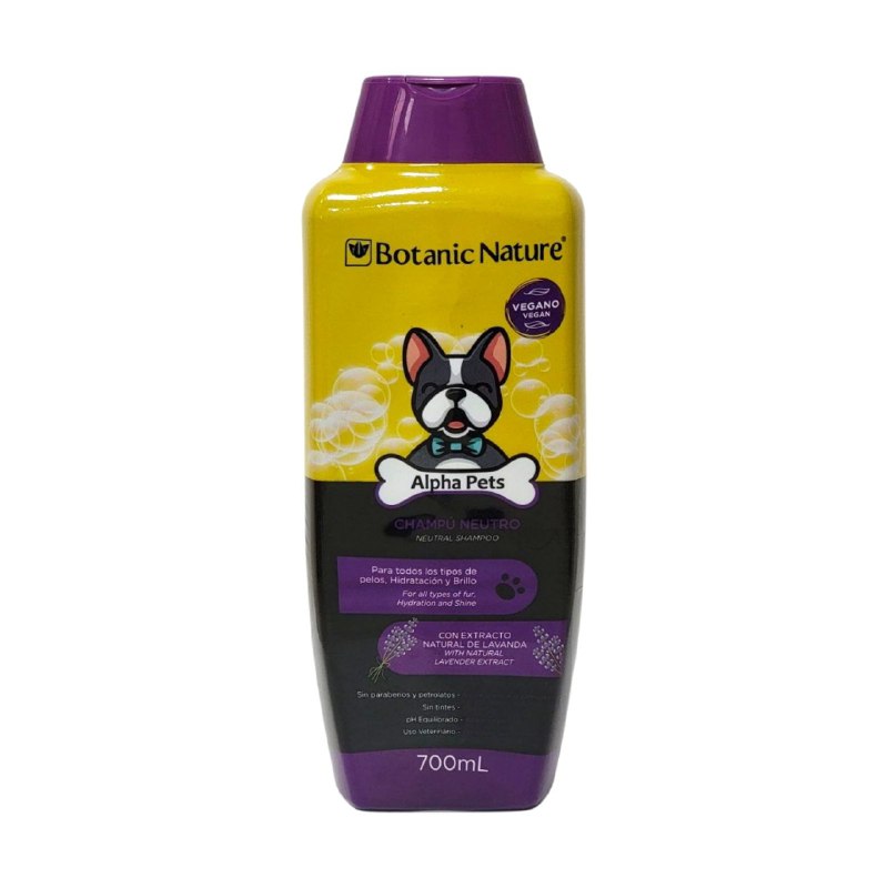 SHAMPOO PARA PERROS NEUTRO CON EXTRACTO DE LAVANDA BOTANIC NATURE ALPHA PETS 700ML