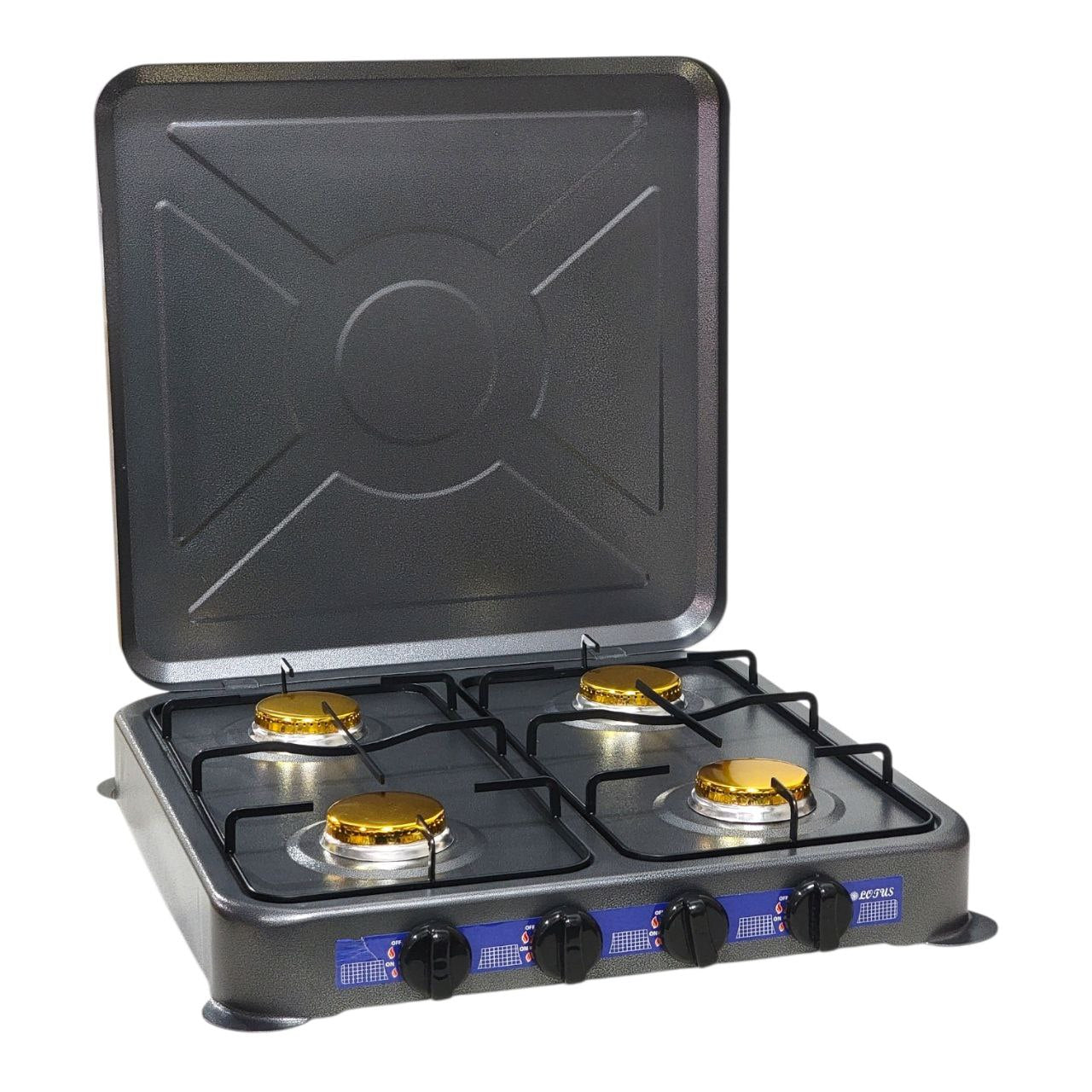 MAQUINA ESTUFA DE GAS DE 4 HORNILLAS CON TAPA LOTUS 51X8X53CM