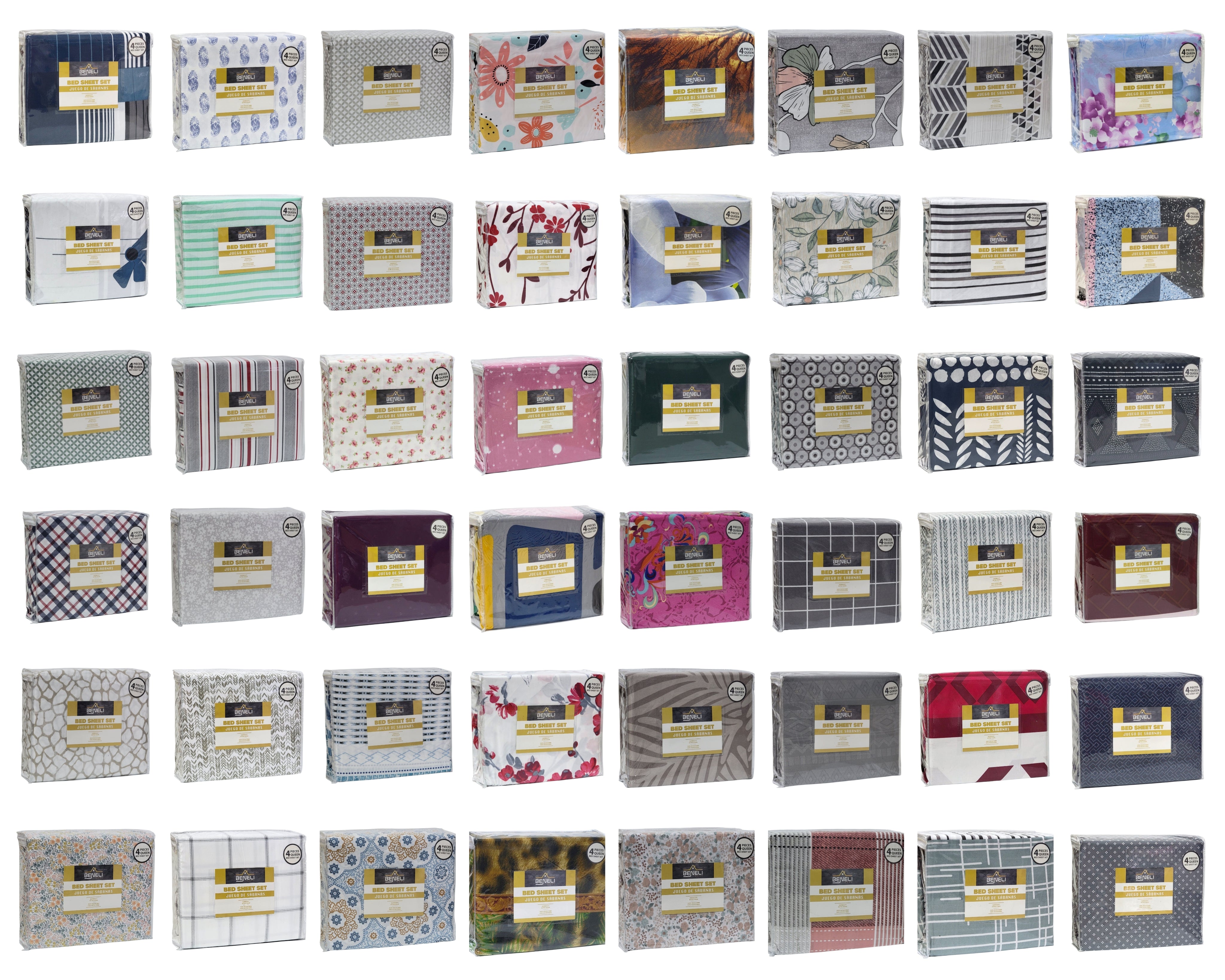 JUEGO DE SABANAS CAMERA DE 4 PIEZAS QUEEN BENELI HOME, 48 ESTILOS