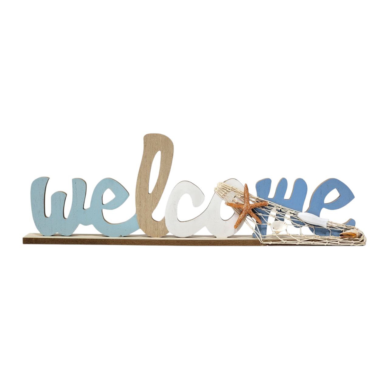 DECORACION LETRERO DE BIENVENIDA DE MADERA 49X16CM