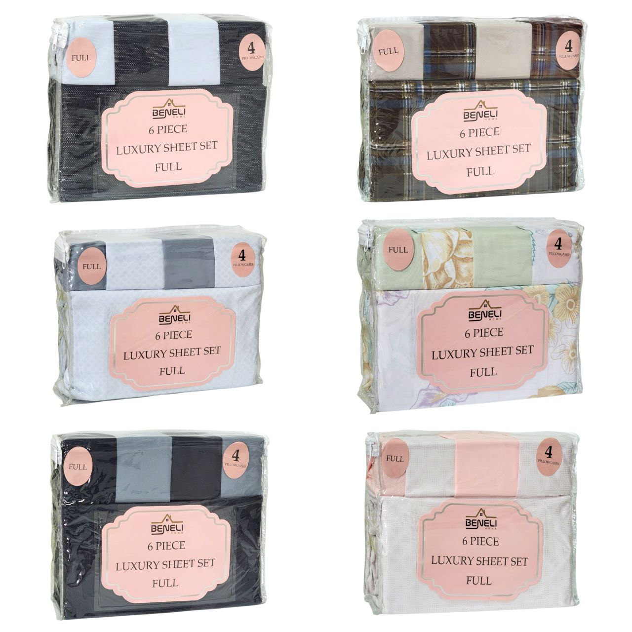 JUEGO DE SABANAS FULL BENELI HOME 6PCS