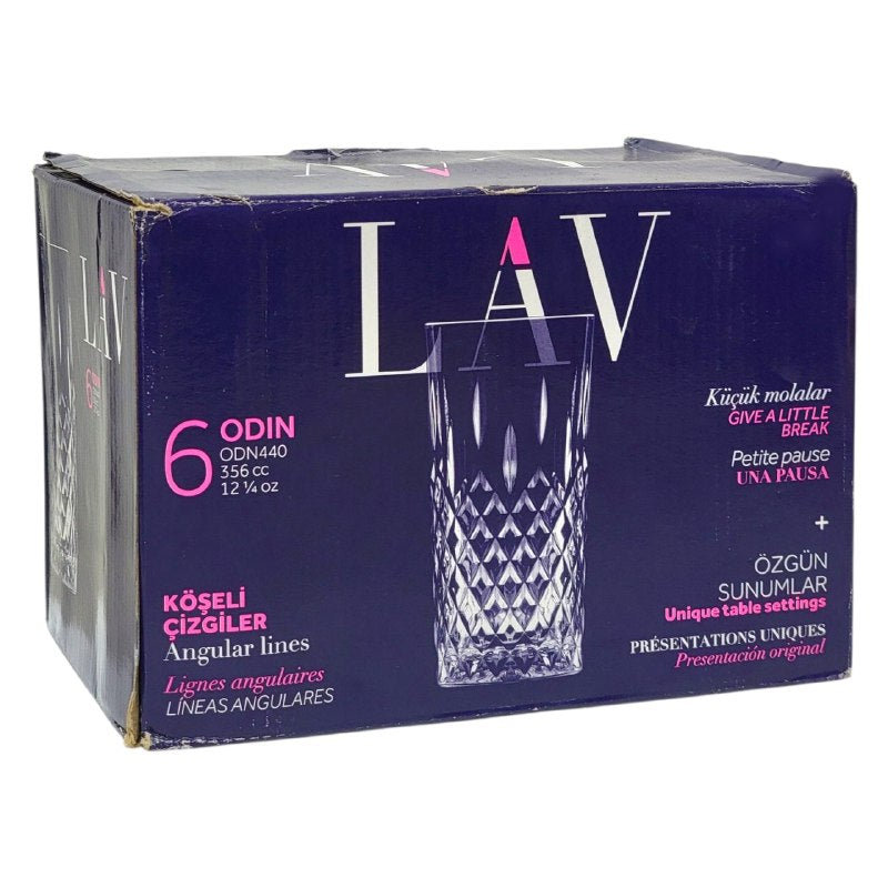 SET DE VASOS DE VIDRIO ELEGANTES Y MODERNOS 6PCS LAV 360ML