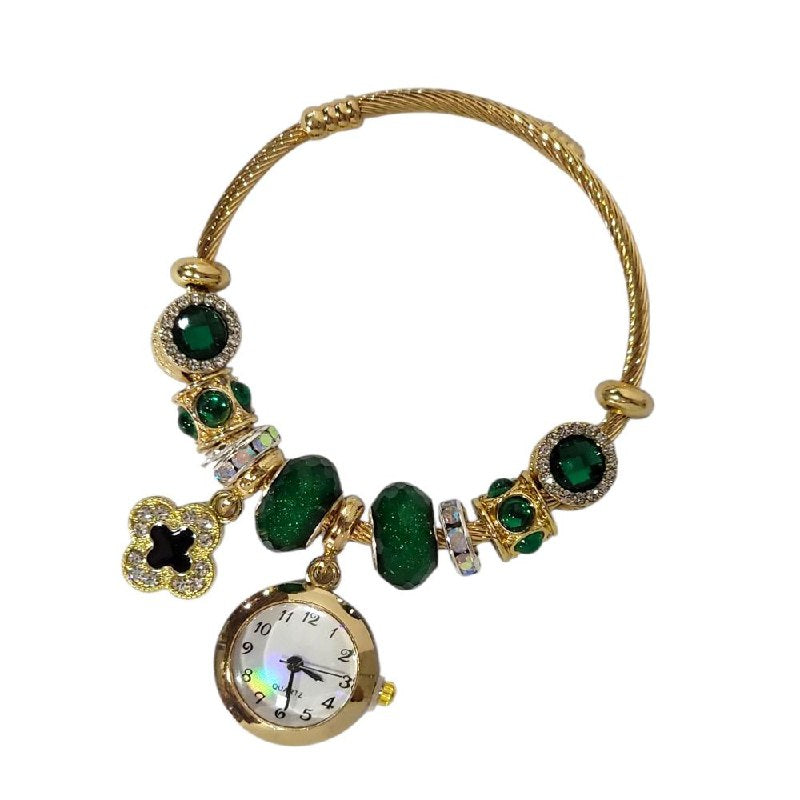 RELOJ ECONOMICO ESTILO PANDORA PARA DAMA DE ACERO CON BAÑO DE ENCHAPE