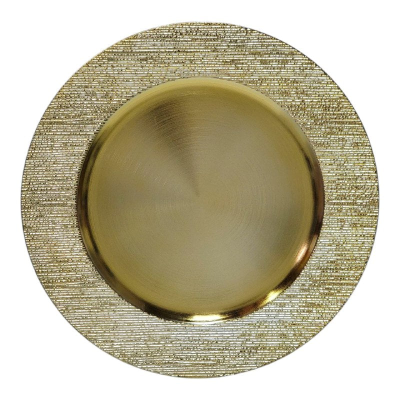 PLATO DE CARGA DECORATIVO NAVIDEÑO DORADO DE PLASTICO 33X33CM