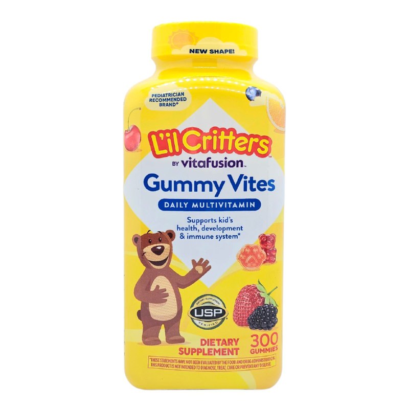 VITAMINAS EN GOMITAS PARA NIÑOS MULTIVITAMINICAS DIARIAS A PARTIR DE 2 AÑOS LIL CRITTERS 300UND
