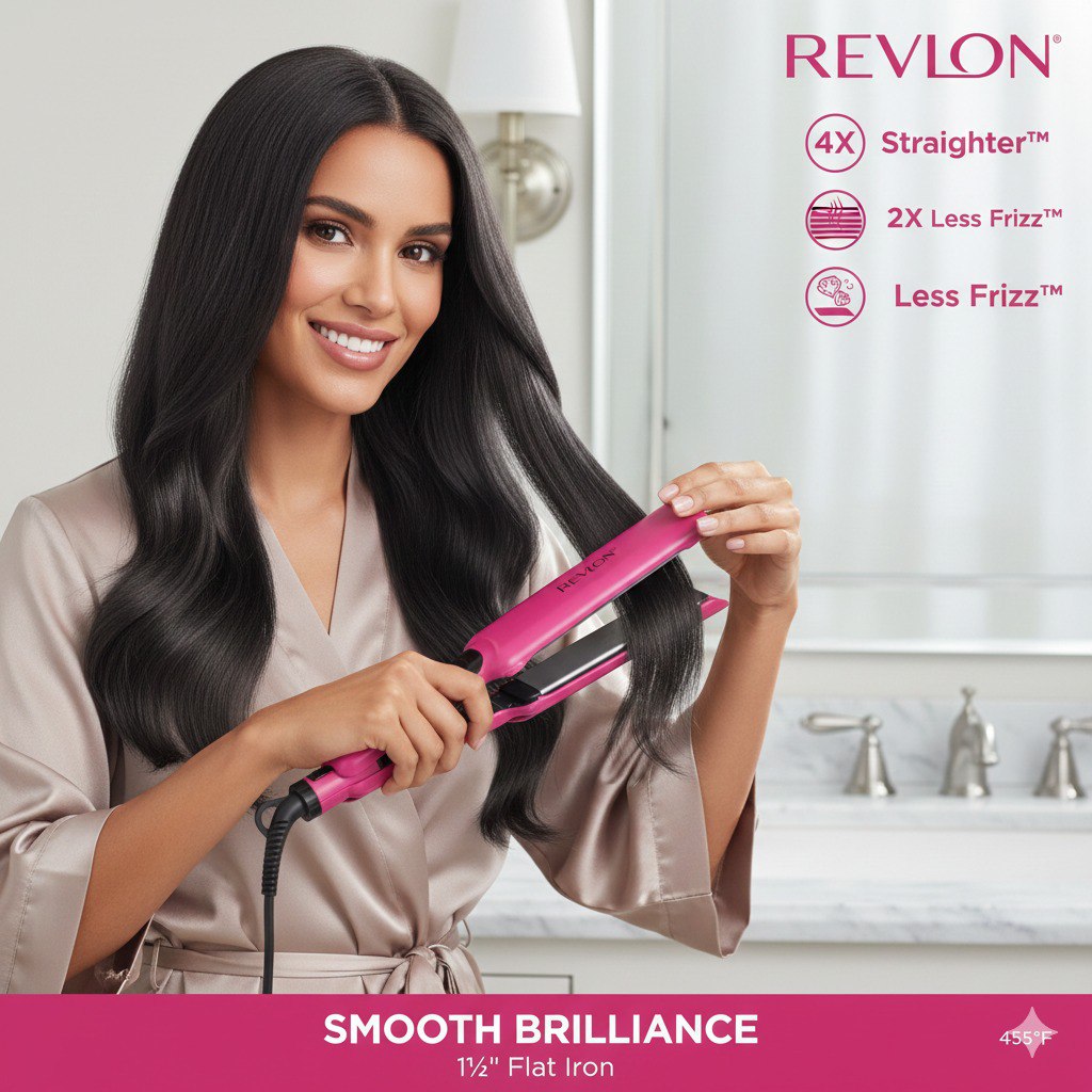 PLANCHA PARA EL CABELLO CON PLACAS EXTRA LARGAS SMOOTH BRILLIANCE REVLON