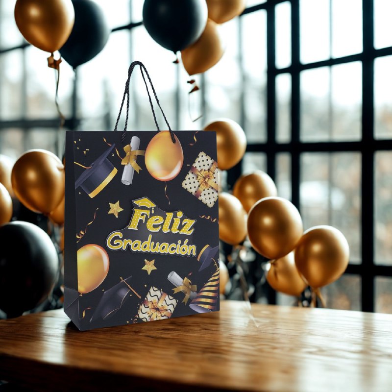 BOLSA DE REGALO DE GRADUACION MEDIANA 32X26X10CM