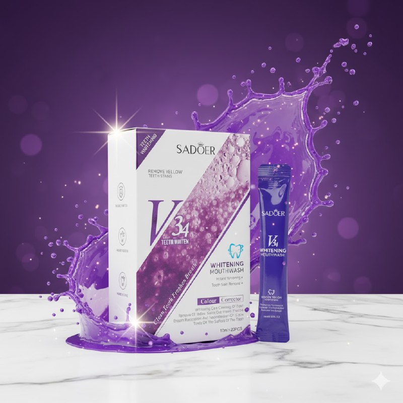 ENJUAGUE BUCAL BLANQUEADOR DE DIENTES 10MLX20UND, QUE REMUEVE EL AMARILLO DE LOS DIENTES AL INSTANTE, GARANTIZANDO UNA LIMPIEZA PROFUNDA Y ALIENTO FRESCO DURADERO SADOER