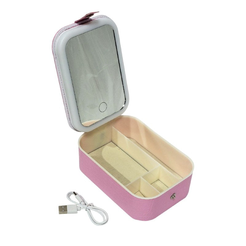 ESPEJO PARA MAQUILLAJE CON LUZ LED, DE 3 COLORES 90 GRADOS CON MALETA PARA GUARDAR COSAS TABLELAPM 12X17X21