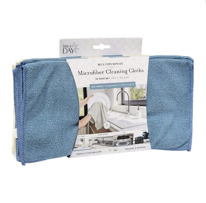 TRAPO DE MICROFIBRA MULTIUSOS EN PAQUETE DE 10 PIEZAS BRIGHT DAY 30X30CM