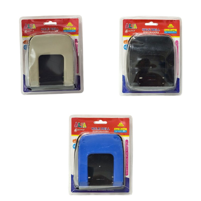 PERFORADORA DE HOJAS 8CM DE DISTANCIA ENTRE AGUA AGUJERO, 35 HOJAS PARA ESCUELAS, OFICINAS, ETC 3 COLORES ALFA HOLE DRILL