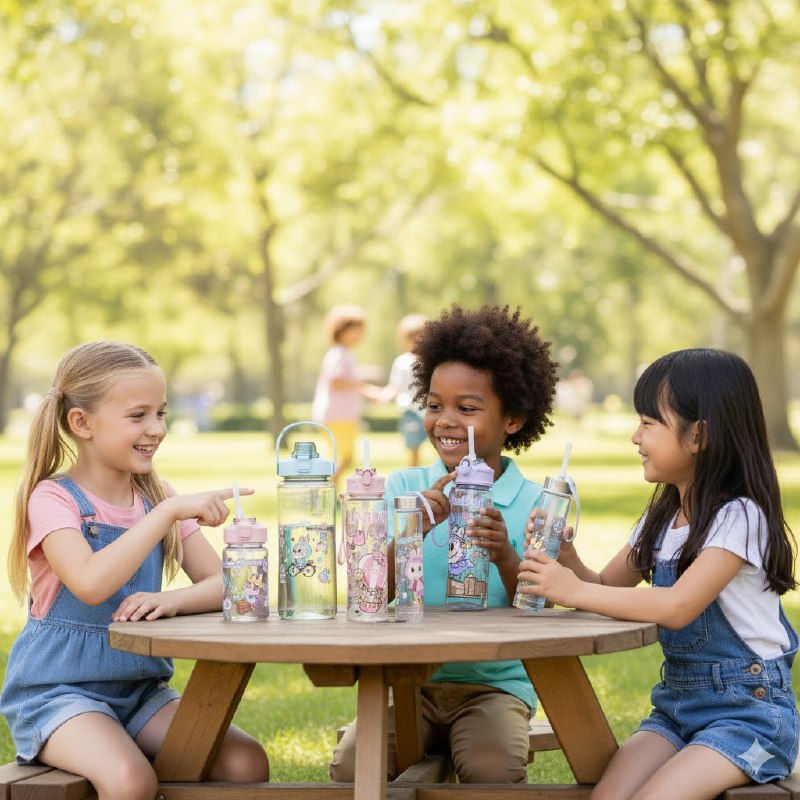 BOTES DE AGUA EN SET DE 3 PIEZAS DE LABUBU, 4 COLORES