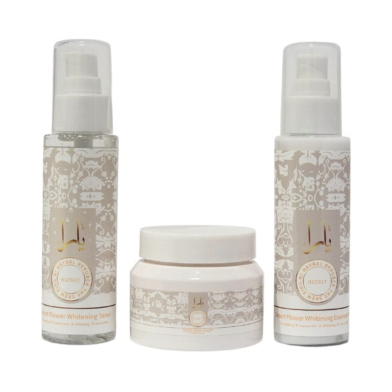 CREMA FACIAL EN SET DE CUIDADO FACIAL, HIDRATACION TRIPLE EN UNO FLOR DEL DESIERTO ANTIARRUGAS Y BLANQUEADOR, TONICO 100ML, LECHE ESENCIAL 100ML, CREMA FACIAL 50G HGZRLY DUPE DE LATTAFA YARA MOI