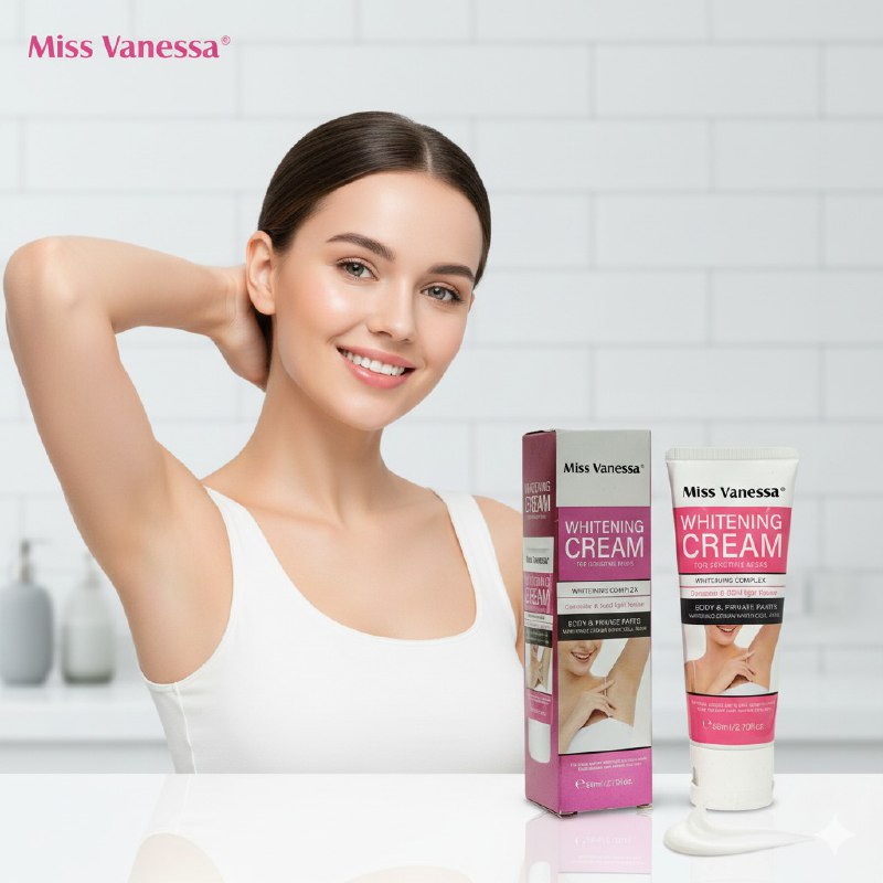 CREMA CORPORAL BLANQUEADORA PARA ZONAS SENSIBLES Y PARTES INTIMAS CON COLAGENO HIDROLIZADO MISS VANESSA 80ML