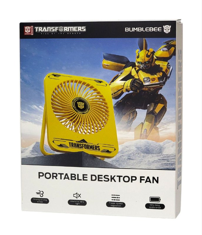 VENTILADOR DE ESCRITORIO PORTATIL, VIENTO FUERTE, SONIDO BAJO, TRES VELOCIDADES, RESISTENCIA DE ALTA DURACION TRANSFORMERS RISE OF THE BEASTS BUMBLEBEE