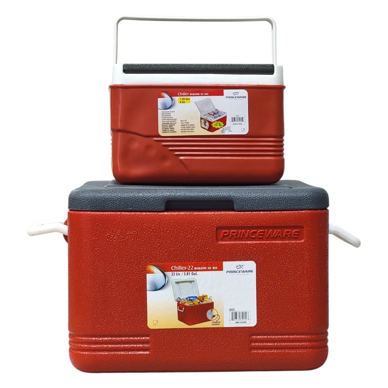 SET DE HIELERAS PORTATILES DE PLASTICO REFROZADO PRINCEWARE 6L & 22L