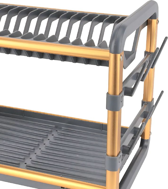 ESTANTE ORGANIZADOR Y ESCURRIDOR DE COCINA DE 2 NIVELES CON BANDEJAS DE DRENAJE EXTRAIBLES 60.9X26.7X34.2CM DISH RACK