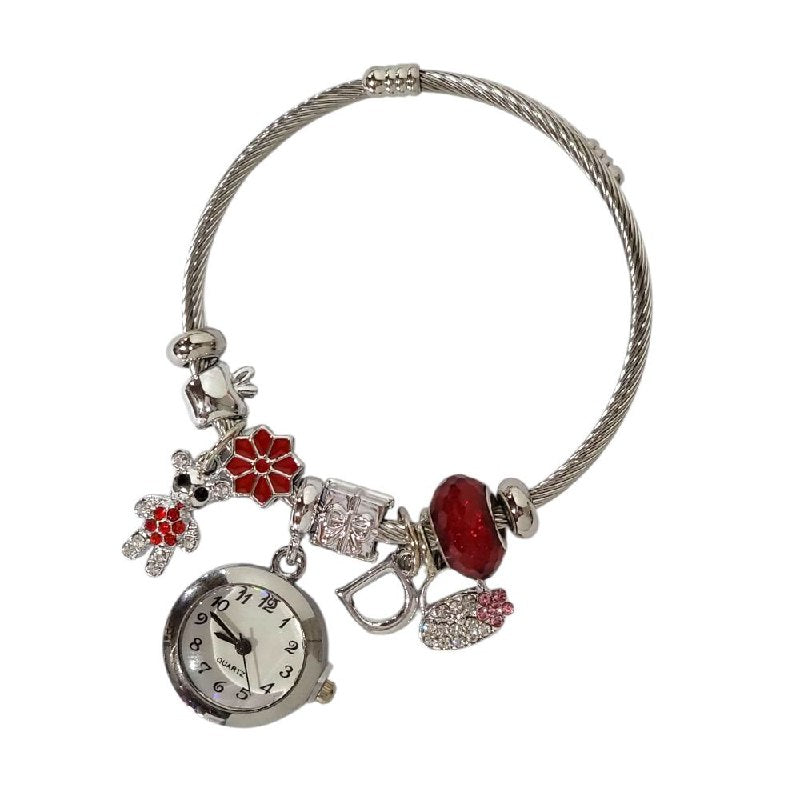 RELOJ ECONOMICO ESTILO PANDORA PARA DAMA DE ACERO CON BAÑO DE ENCHAPE