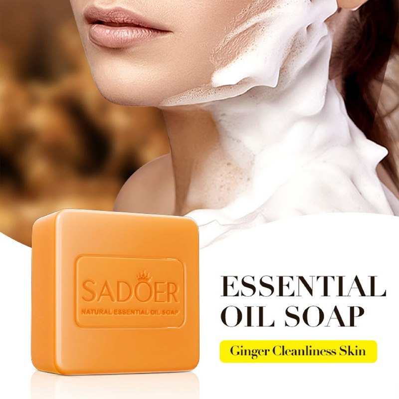 JABON CORPORAL EN BARRA DE JENGIBRE ORGANICO MULTIUSOS PARA TODO EL CUERPO, LIMPIEZA PROFUNDA DE IMPUREZAS, GRASA SADOER 100G