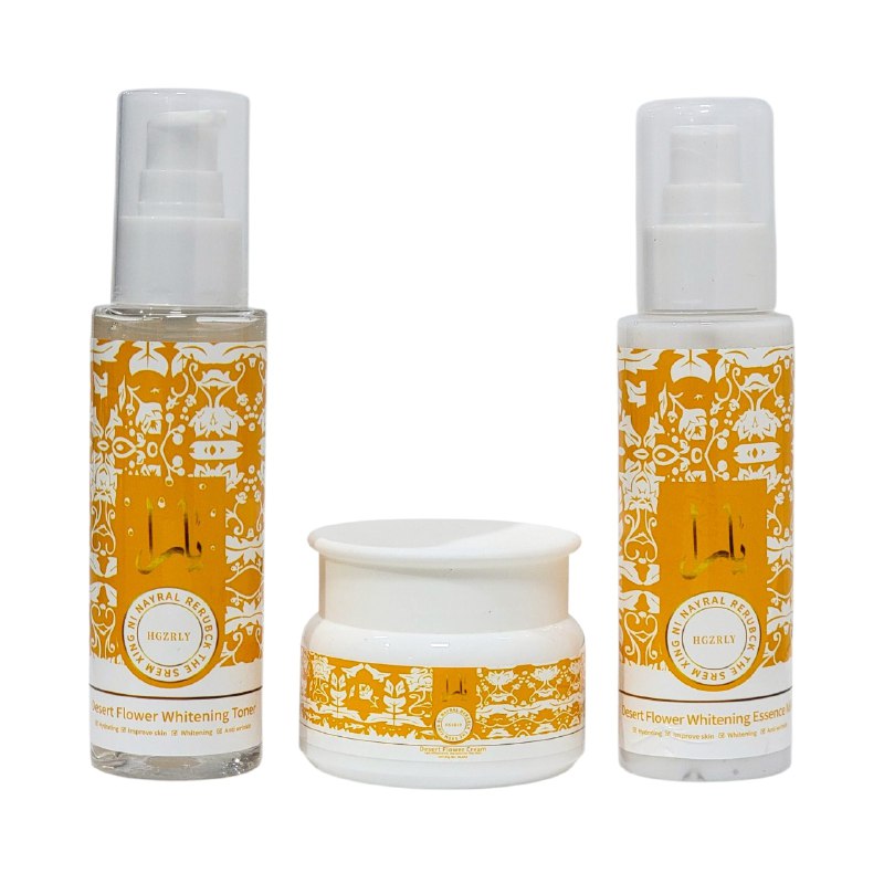 CREMA FACIAL EN SET DE CUIDADO FACIAL, HIDRATACION TRIPLE EN UNO FLOR DEL DESIERTO ANTIARRUGAS Y BLANQUEADOR, TONICO 100ML, LECHE ESENCIAL 100ML, CREMA FACIAL 50G HGZRLY DUPE DE LATTAFA YARA TOUS