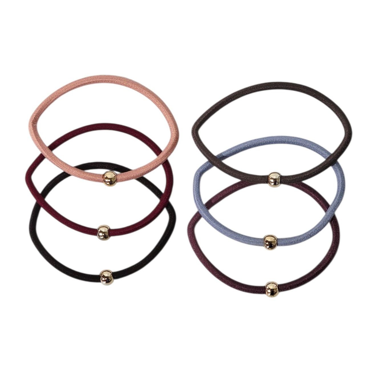 SET DE COLAS PARA EL CABELLO DE COLORES CON PERLA DORADA 6PCS GLAMOUR