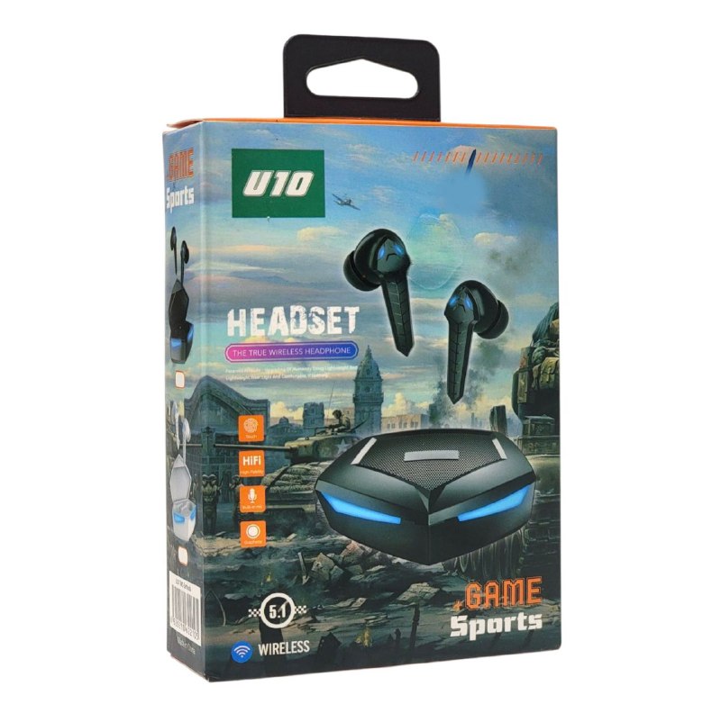 AUDIFONOS AURICULARES INALAMBRICOS ORIGINALES SONIDO DE ALTA CALIDAD, MICROFONO INTEGRADO, TACTIL, TANGO 10 METROS, BATERIA 4H U10 GAME SPORT