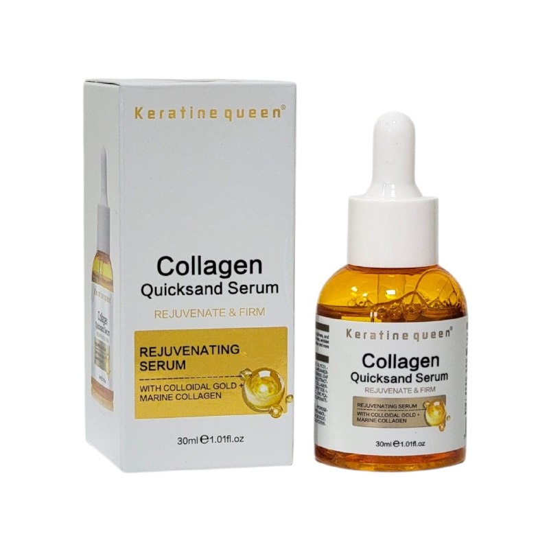 SUERO FACIAL DE COLAGENO REJUVENECEDOR Y REAFIRMANTE 30ML, QUE ILUMINA Y MEJORA LA OPACIDAD DE LA PIEL, REDUCE LAS LINEAS FINAS Y ARRUGAS Y SIGNOS DE ENVEJECMIENTO DEJANDO LA PIEL SUAVE Y TERSA KERATINE QUEEN