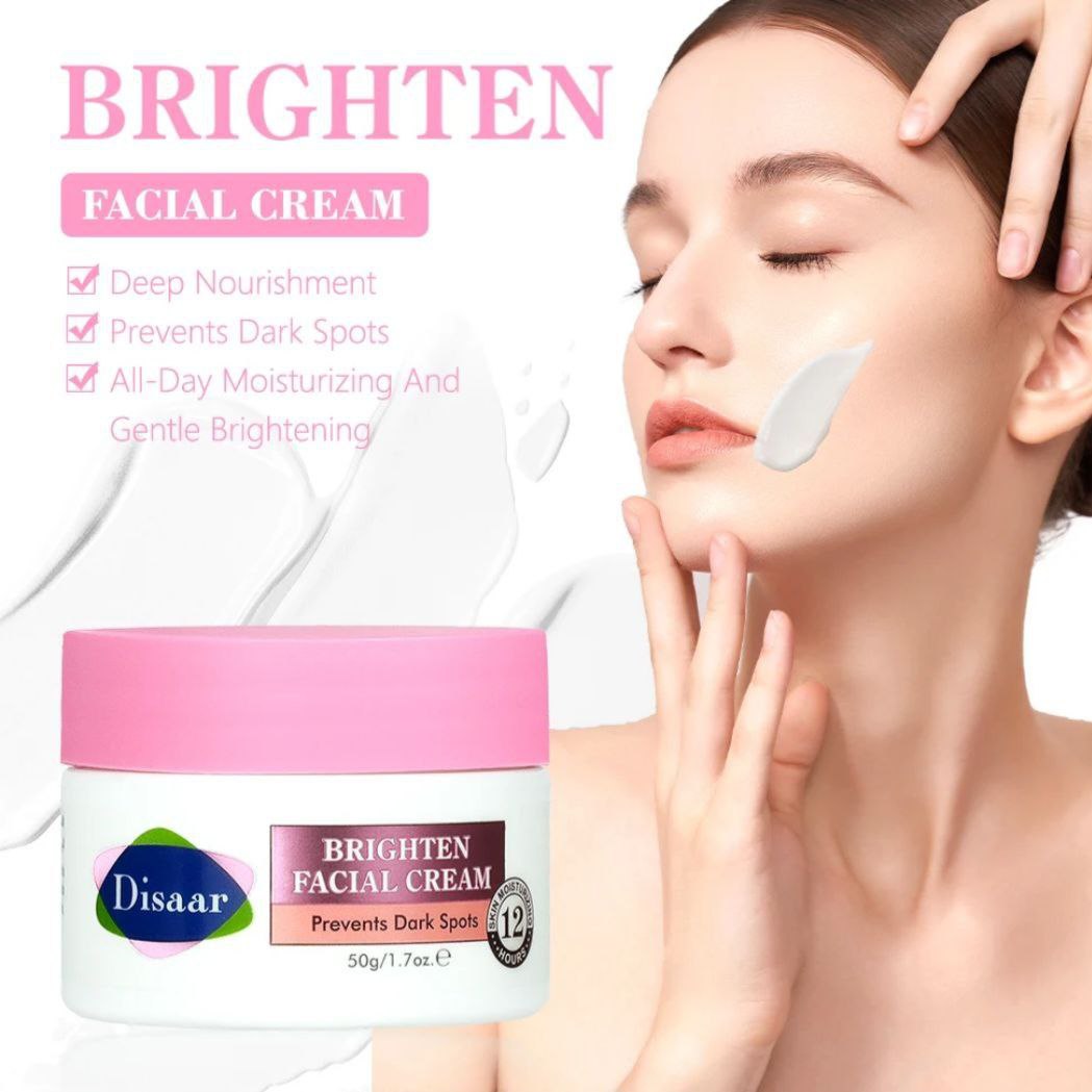 CREMA FACIAL ILUMINADORA CON NIACINAMIDA Y NARCISO MARINO, PREVIENE LAS MANCHAS OSCURAS, HIDRATA TODO EL DIA DISAAR BRIGHTEN FACIAL CREAM 50G