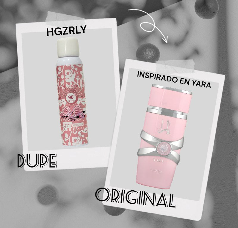 PROTECTOR SOLAR EN SPRAY BLANQUEADOR SPF90 HGZRLY DUPE DE LATTAFA YARA