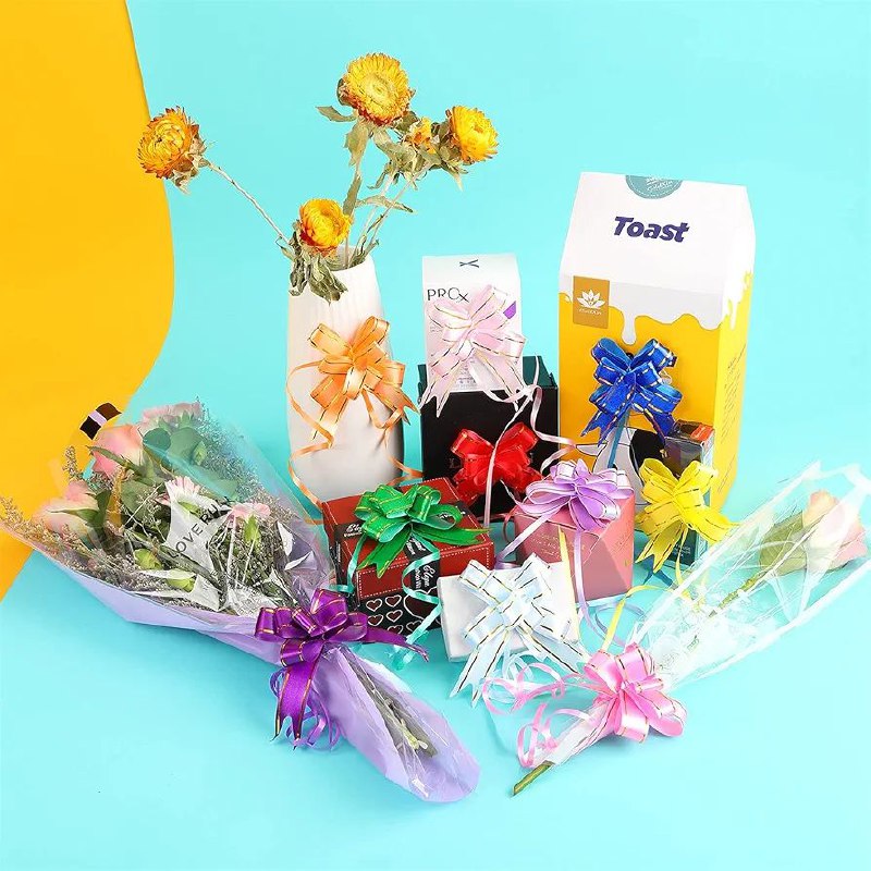 DECORACION CHONGOS O MOÑOS PARA REGALO, DECORA Y EMBELLECE REGALOS ELEGANTEMENTE PAQUETE DE 10UND