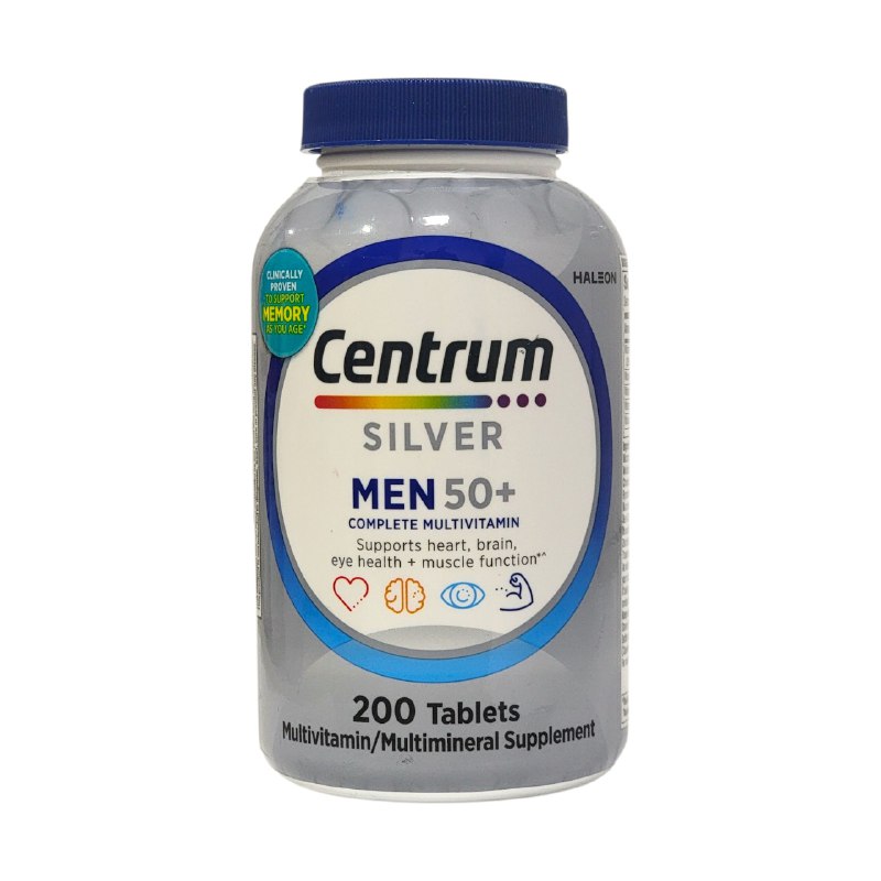 VITAMINAS EN TABLETAS MULTIVITAMINICAS PARA HOMBRES DE 50+ PARA LA SALUD DEL CORAZON, CEREBRO, OJOS, ETC CENTRUM 200UND