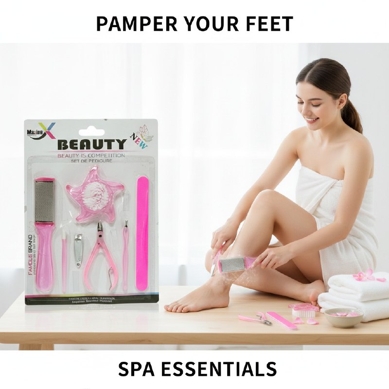 SET DE PEDICURA DE 7 PIEZAS QUE ELIMINAN CALLOS, ALISAN LA PIEL Y MANTIENEN TUS UÑAS IMPECABLES MAXINE BEAUTY, 2 COLORES