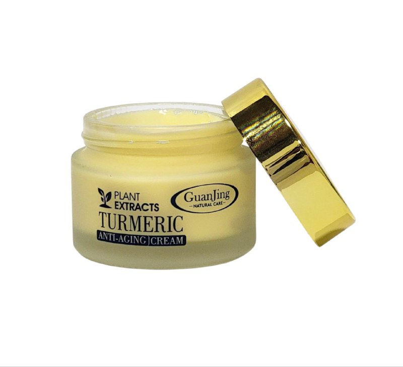 CREMA FACIAL DE CURCUMA, ANTIENVEJECIMIENTO, ANTIARRUGAS Y ANTIACNE, BLANQUEAMIENTO E ILUMINACION DE COLAGENO HIDRATANTE GUAJING NATURAL CARE TURMERIC 50ML
