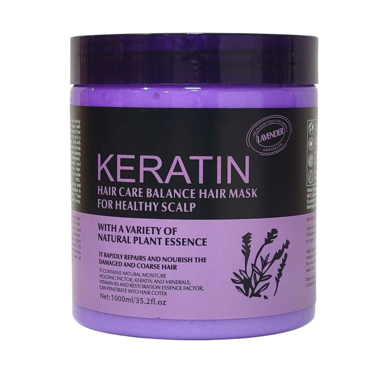 MASCARILLA PARA EL CABELLO EQUILIBRANTE CON QUERATINA LAVANDER KERATIN 1000ML