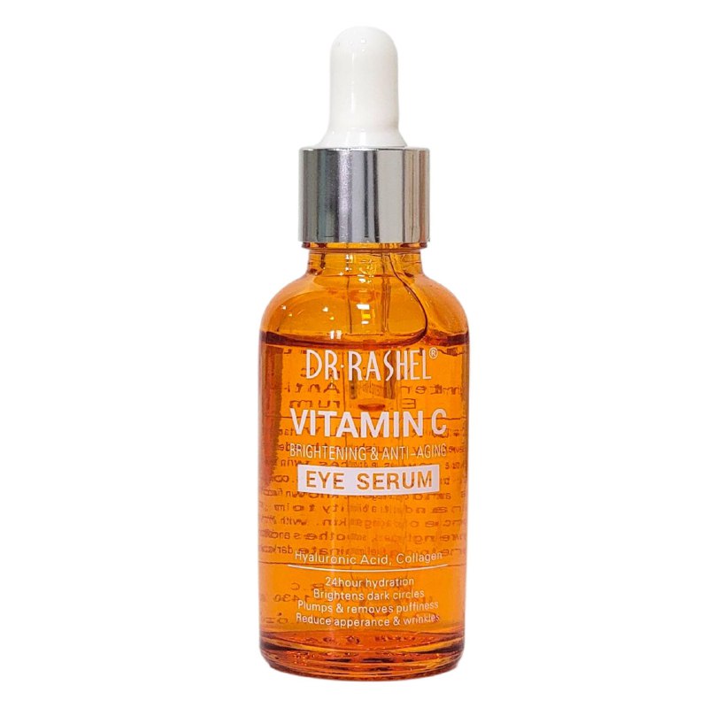 SUERO FACIAL PARA EL CONTORNO DE LOS OJOS, ILUMINADOR Y ANTIENVEJECIMIENTO CON ACIDO HIALURONICO, COLAGENO Y VITAMINA C, NUTRE LA PIEL DE LOS OJOS, REDUCE LAS ARRUGAS Y ILUMINA DR RASHEL 30ML