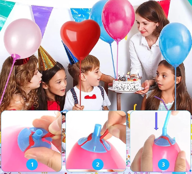 DECORACION ADORNO PAQUETE DE 12 VARILLAS Y COPAS PARA GLOBOS DECORATIVAS